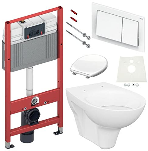 TECE Vorwandelement mit Design WC, Drückerplatte, LotusClean Beschichtung, Absenkautomatik, Drückerplatte, WC Deckel