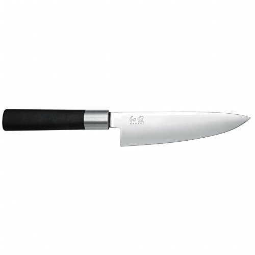 KAI Wasabi Black Kochmesser 15,0 cm Klingenlänge - rostfreier 6A/1K6 Edelstahl poliert 58 (±1) HRC - schwarzer Polypropylen Griff - Chef Messer Küchenmesser - Made in Japan