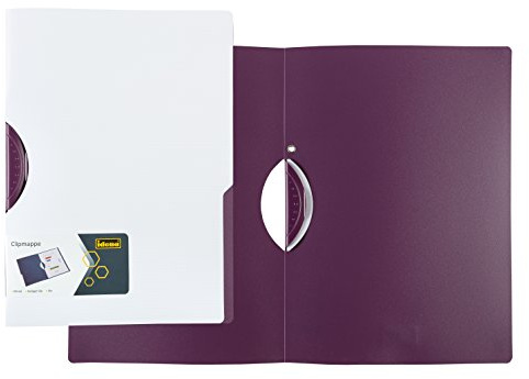 Idena 10368 - Clip Mappe für DIN A4, Polypropylen, weiß/lila, Klemmmappe, 1 Stück