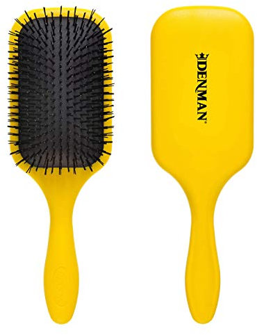 Denman Haarbürste (Langhaarbürste) D90L Tangle Tamer Ultra, Entwirrungs- und Pflege-Bürste für lange und kräftige Haare, Nylonborsten, gelb
