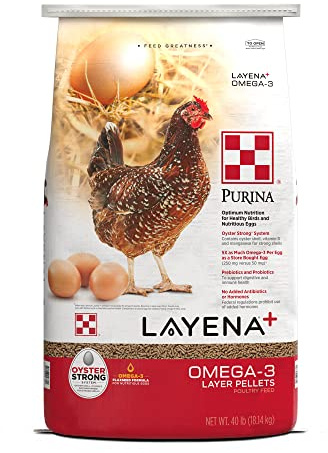 Purina Layena+ | Nutritionally Complete Layer Hen Feed | Omega 3 Formula - 40 Pound (40 lb) Bag