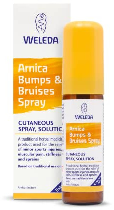 Weleda Arnica Bumps & Bruises Spray for Muscle Pain & Sprains, 20 mL | Traditional herbal spray with organic arnica, Relieves minor sports injuries and bruises, Vegan, Pocket-size bottle