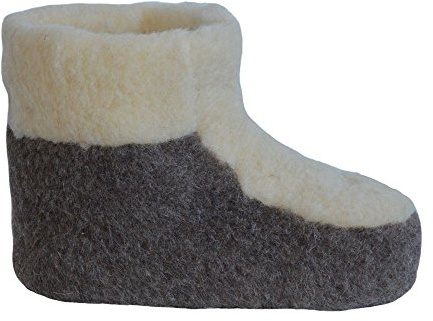 SamWo, 100% pura lana de oveja zapatillas zapatillas de lana zapatillas calentadores de pies zapatos de cabaña botas, botines br/w 35-48, Marrón Lana Blanco, 37/38 EU