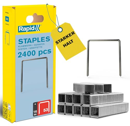 Rapid Paquete de 2400 Grapas N.53/16 para Tejido y Decoraciones en Acero Galvanizado, Estructura de Hilo Fino, Longitud de Pierna 16 mm