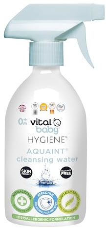 Vital Baby Aquaint Cleansing Water 500ml | Hypoallergenic & Antibacterial Safe for All Ages, Gentle on Skin, Alcohol-Free, 100% Natural Formula Vegan-Friendly Quick, No-Rinse Skin Cleanser
