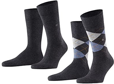 Burlington Herren Socken Everyday Mix Multipack M So Baumwolle gemustert 2 Paar, Grau Anthracite Melange 3081, 40-46