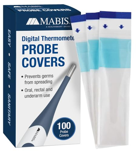 MABIS Disposable Probe Covers for Digital Thermometers, Box of 100, FSA Eligible, Can be Used Orally, Rectally or Under the Arm
