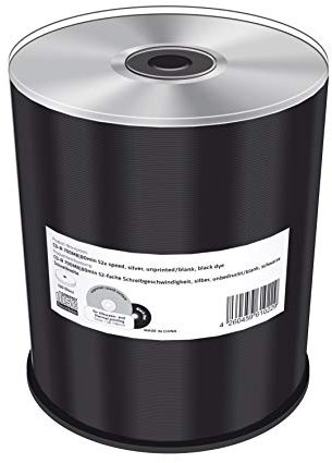 MediaRange CD-R 700MB|80min 52-fache Schreibgeschwindigkeit, Silber, unbedruckt/blank, Schwarze Schreibseite, 100er Cakebox