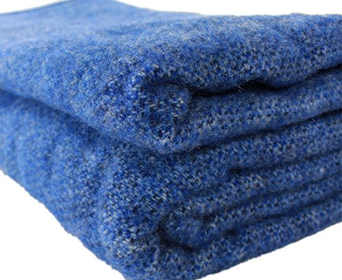 Biddy Murphy, 100% Irish Wool Blanket (Blue), Large King Size 90 x 109 Inches, Traditional Style, Heirloom Quality, Warm, Soft Lambs Wool, Made in Ireland