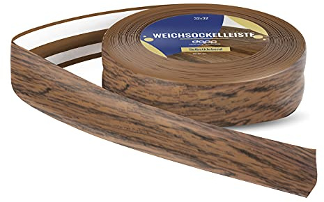 DQ-PP Täcklist, 15 m, rustik ek, 32 x 23 mm, golvlist, fönsterlist, PVC, plattlist, böjprofil, plastlist, mjuk golvlist, böjvinkel, vinkellist