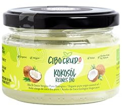 Olio di Cocco Biologico - 200 ml. Olio di Cocco Alimentare Bio Puro. Olio di Cocco per Capelli Corpo e Viso. Coconut Oil Organic Vergine. Liquido Sopra i 23° Burroso/Burro sotto.