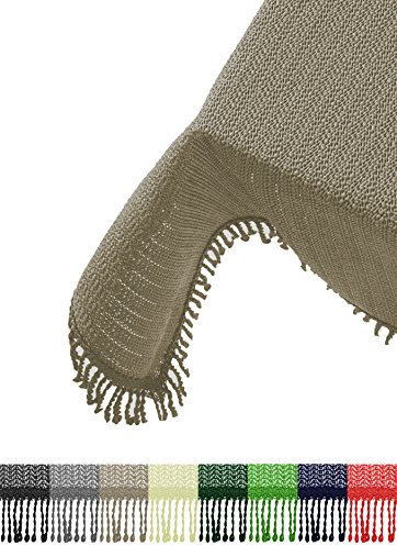 Brandsseller Gartentischdecke 110x140 cm Tischdecke mit Fransen Outdoor Tischtuch rechteckig Weichschaum für Garten, Terrasse, Balkon wetterfest rutschfest - Cappuccino