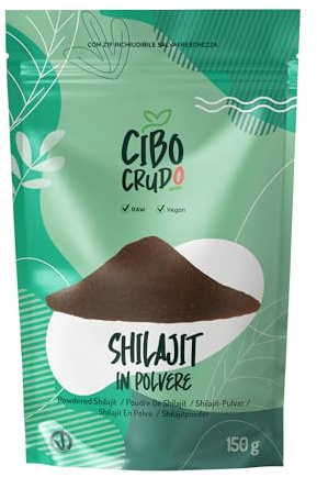 Shilajit Puro in Polvere - 150g. Shilajit Qualità Premium. Contiene Acido Fulvico e Antiossidanti. Puro al 100%. Pure Shilajit Powder per Latte Cioccolata Smoothie e Dolci.