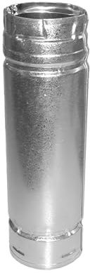 DuraVent 3PVL-06 PelletVent Stove Vent Straight Length Pipe, Stainless Steel Inner Wall and Galvalume Outer Wall, Fully Unitized, Twist-Lock Construction, 6 x 3 Diameter