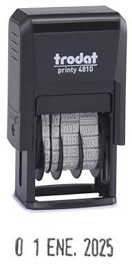 Sello Fechador Trodat Printy 4810, meses español abreviados, altura fecha 3,8 mm, entintaje automático, tinta negra