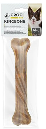 Croci King Bone - Osso per cani, Snack premio masticativo per cani in pelle bovina naturale, dental stick per la pulizia dei denti, 15 cm - 100 g