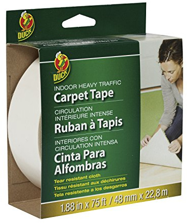 Duck Brand Indoor Heavy Traffic Carpet Tape, 1.88-Inch x 75 Feet, Single Roll, White (442061)