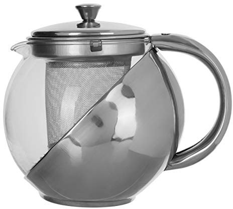 PREMIER Housewares 0602374 Teiera, in Acciaio Inox e Vetro, 700 ml