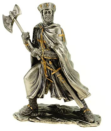 708 Veronese Zinn Tempelritter mit Axt und Umhang 10 cm Figur Templer Deko Knight Ritter