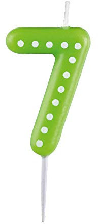 Amscan 9900917 - Candela numero 7 per festa di compleanno altezza 6,5 cm decorazione torta, ordinata per colore, 1 pezzo