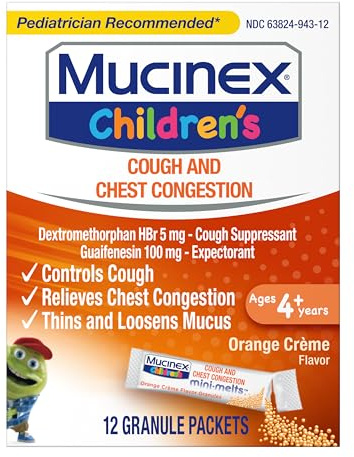 Mucinex Children's Mini-Melts, Cough & Chest Congestion, Orange Crème, 12ct