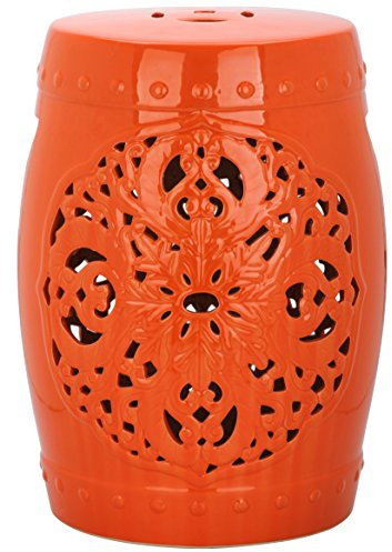 Safavieh Flora Glazed Ceramic Decorative Garden Stool, Orange