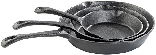 Tornwald-Schmiede Bratpfannen Gusseisen: Gusseisen-Pfannen, 3er-Spar-Set (12,5/16,5/21 cm) (Grillpfannen Eisen, tornwald Schmiede Pfanne)
