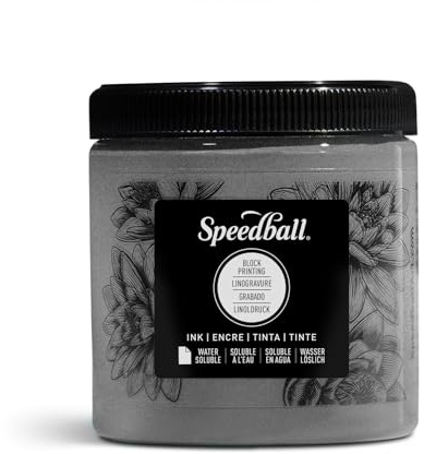 Speedball 8 oz Inchiostro a blocchi idrosolubile in peltro, per stampa a blocchi, stampa linoleum, serigrafia, kit per artisti