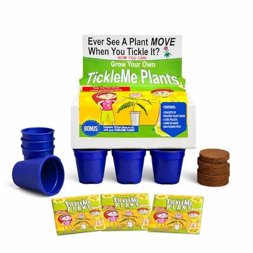 TickleMe Plant Deluxe Family Greenhouse Kit - Grow the Playful Plant that Closes Its Leaves When Tickled! Includes Mini Greenhouse, 3 Seed Packets, Soil Pellets & Pots - Fun Indoor Gardening Gift
