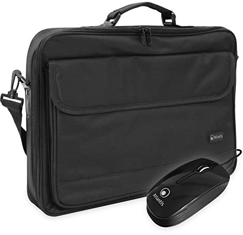 Atlantis Borsa notebook 15.6 pollici + minimouse USB, a tracolla modello Zagabria, imbottitura interna, guaina protettiva antiurto, tasca porta documenti, tasca esterna per accessori.