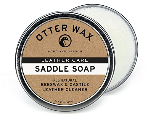 Otter Wax Saddle Soap | 5 oz | Sudsy & Nourishing Leather Cleaner for Furniture, Boots, Hats, Shoes, Tack & Bags | All-Natural & PFAS-Free Treatment | Made in Portland USA