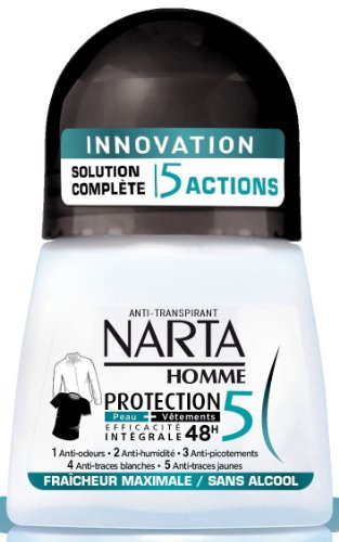 Narta Deodorant für Herren, Deoroller Anti-Transpirant Protection 5, Effizienz 48h, 50 ml (Verpackung kann variieren)
