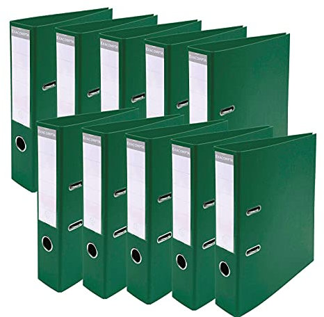 Exacompta 53753E 10er Pack Premium PVC-Ordner Prem´Touch. 7 cm breit DIN A4 Ringordner Aktenordner Briefordner Büroordner Plastikordner Schlitzordner dunkelgrün