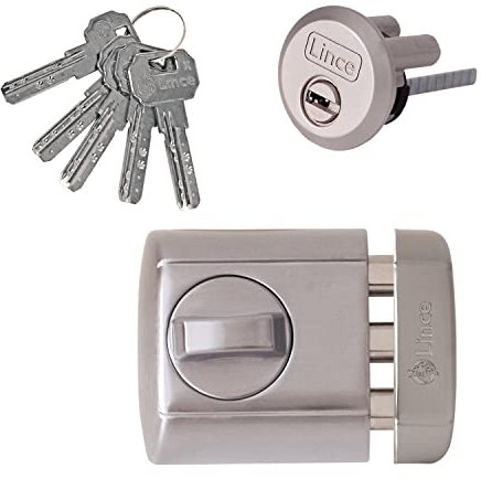 Lince 4930HC Supra Key I Cerrojo acabado cromado I Cierre rápido y silencioso I Bombillo Alta Seguridad con 5 llaves y tarjeta de propiedad I Alta seguridad en su diseño