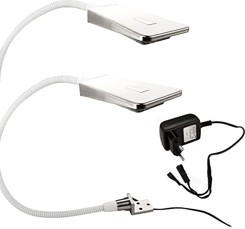 2 x SO-TECH® LED Bettleuchte Luminoso Weiß inkl. 1 x Netzteil Flexleuchte Leseleuchte Schwanenhalsleuchte