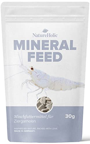 NatureHolic - Garnelenfutter Mineralfeed I Mineralfutter für Garnelen, Krebse und Krabben I Made in Germany I Frei von Fischmehl und minderwertigen Tiermehlen I Für Aquarienschnecken auch geeignet