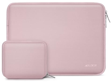 MOSISO Laptop Case 15 inch, 15 inch Laptop Sleeve Bag Compatible with MacBook Air M5 A3448 M4 A3241 M3 A3114 M2 A2941 2026-2023, Dell XPS, Neoprene Computer Sleeve Bag with Small Case, Baby Pink