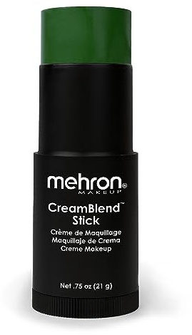 Mehron Makeup CreamBlend Stick | Face Paint, Body Paint, & Foundation Cream Makeup | Perfect for Halloween .75 oz (21 g) (Green)