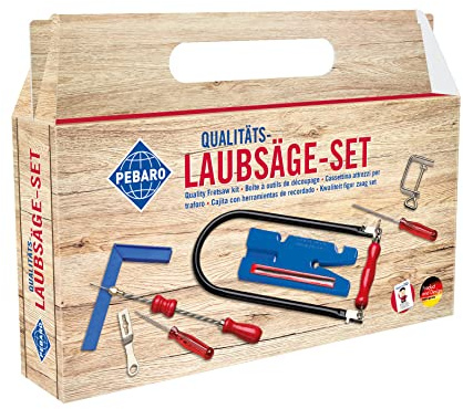 Pebaro 101P lövsågs-set i bärhandtag, 15 delar, praktisk väskförpackning, komplett set med lövsågar, tillverkad i Tyskland, lövsågar, hantverk med trä, pysselset, presentidé för barn