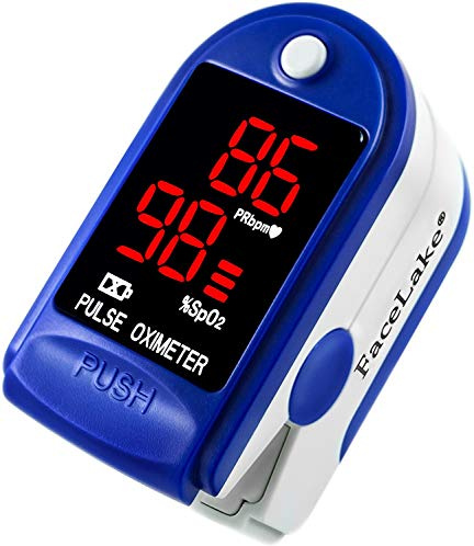 FaceLake ® FL400 Pulse Oximeter Fingertip with Carrying Case, Batteries, Lanyard, and Warranty (Blue)