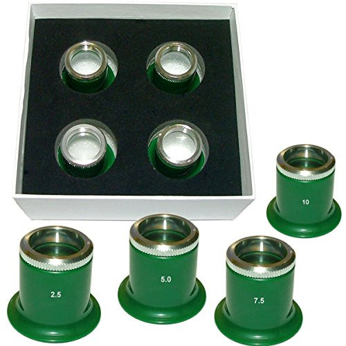 S1 Deluxe Set mit 4 Uhrmacherlupen Stratos 2.5-10fach Lupen für die Uhrenreparatur