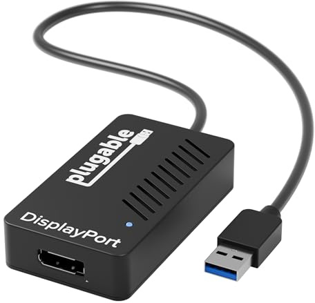 Plugable USB 3.0 to DisplayPort 4K DisplayLink Video Graphics Adapter for Multiple Monitors up to 3840x2160 Supports Windows, Mac, and ChromeOS
