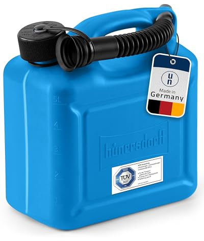 hünersdorff Kraftstoff-Kanister 811580 STANDARD 5l für Benzin, Diesel und andere Gefahrgüter, UN-Zulassung, made in Germany, TÜV-geprüfter Produktion, blau