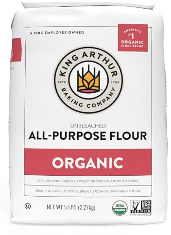 King Arthur 100% Organic All-Purpose Flour, Unbleached, 5 lb Bag - Non-GMO Project Verified, No Preservatives