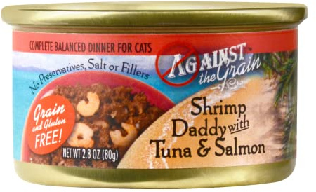 Against The Grain Shrimp Daddy with Tuna & Salmon Dinner for Cats - 24, 2.8 oz Cans