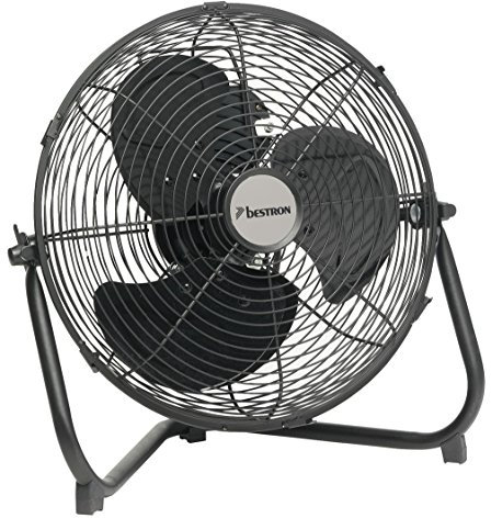 Bestron Ventilateur de Sol au Style Rétro, Souffleur avec 3 Niveaux de Vitesse & Tête de Ventilateur Inclinable Graduellement, Hauteur : 39 Cm, Ø 35 Cm, 55 Watts, Couleur: Noir