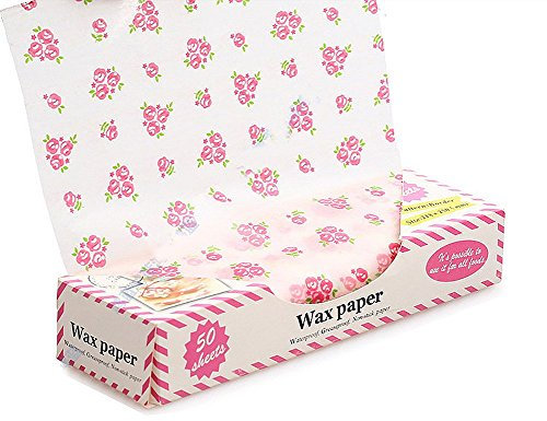 meleg otthon 50 Pcs Floral Deli Wax Paper Sheets, 9.8 x 8.4 in, Sheets for Food Basket Liners, Greaseproof Deli Squares Sanwich Wrappering Paper for BBQ, Picnic, Festival, Party, Fair Neyimqr