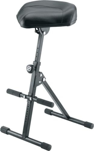 K&M 14047 Assis debout avec vérin à gaz - acier, similicuir - siège debout pliable pour musicien avec repose-pieds, réglable en hauteur
