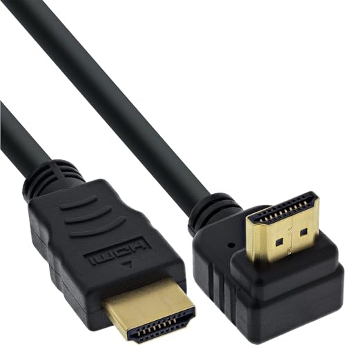 InLine 17003V HDMI-kabel, vinklad, HDMI-High Speed med Ethernet, kontakt/kontakt, verg. Kontakter, svart, 3 m