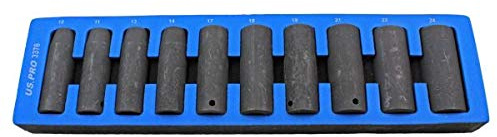 US Pro 10pc 1/2 dr DEEP Impact Socket Set Metric 10-24mm B3376